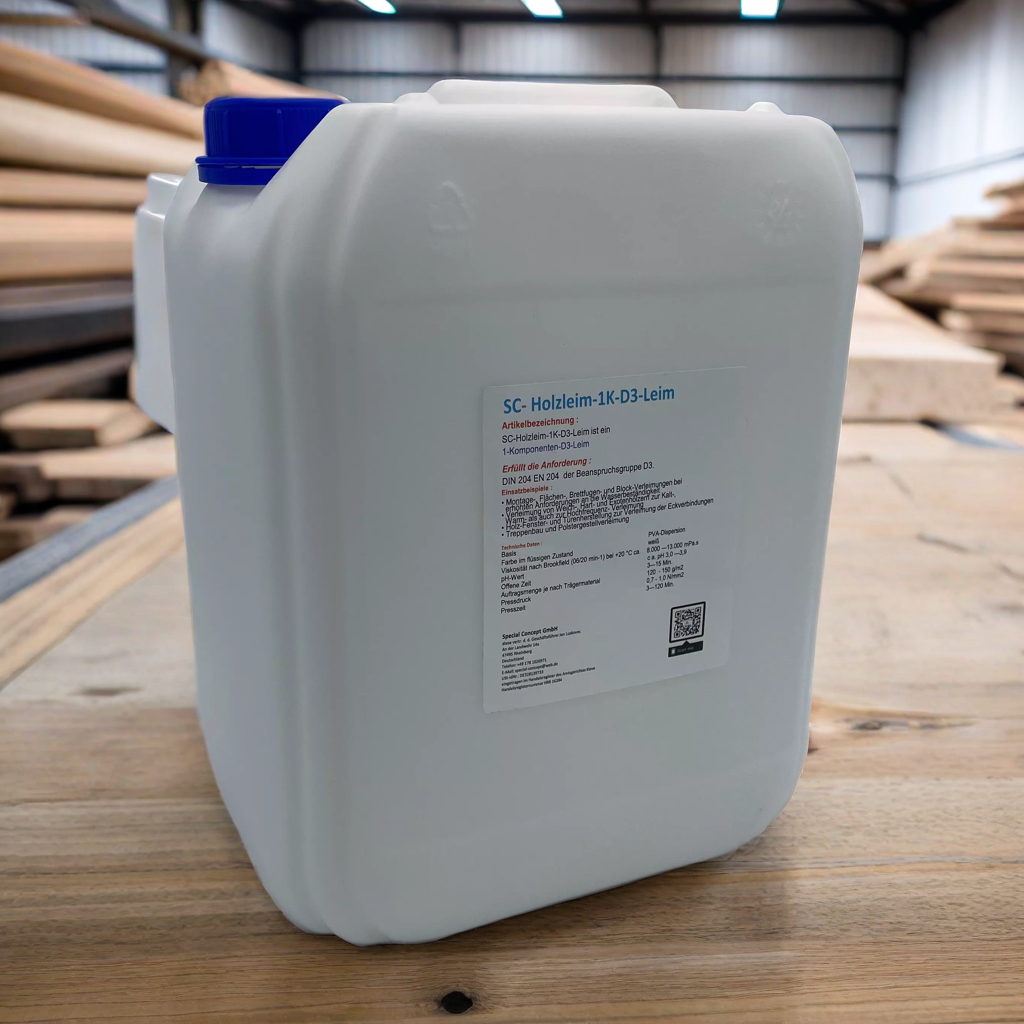 D3 Holzleim weiß, 2 mal 10,0Kg = 20,00 Kg Leim kg, in einem stabilen Kanister