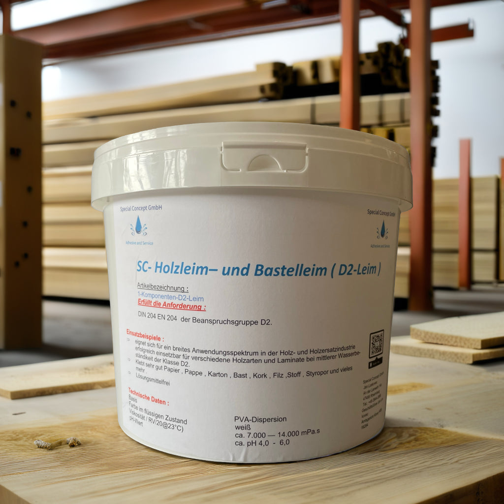 D2 Holzleim weiß, 5 kg, in einem stabilen Eimer