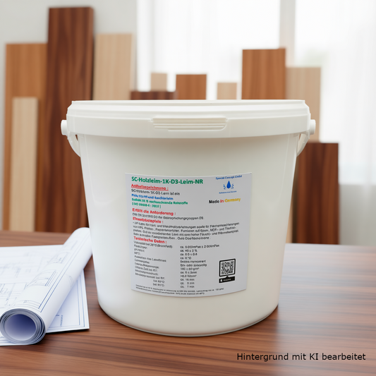 Holzleim D3 5,00kg Eimer Bastelleim wasserfest ca.20 % nachwachsende Rohstoffe